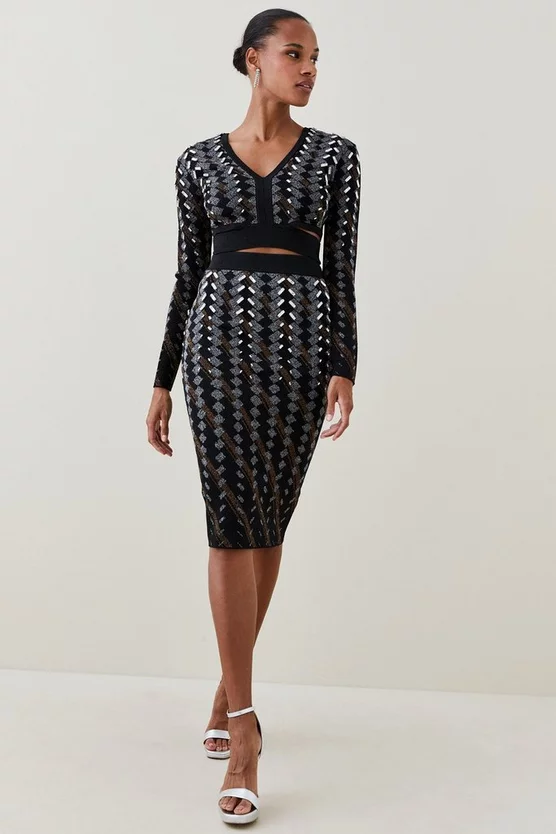 Best Sale 😀 Karen Millen Cutout Embellished Geo Jacquard Knit Top - black 😉 3 Best Sale 😀 Karen Millen Cutout Embellished Geo Jacquard Knit Top - black 😉