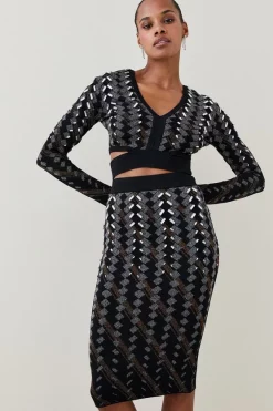 Best Sale 😀 Karen Millen Cutout Embellished Geo Jacquard Knit Top - black 😉 12 Best Sale 😀 Karen Millen Cutout Embellished Geo Jacquard Knit Top - black 😉 -Karen Millen Outlet store bkk02517 black xl 4