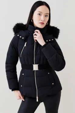 Buy 🔔 Karen Millen Premium Faux Fur Trim Belted Down Short Puffer Jacket - black ✨ 13 Buy 🔔 Karen Millen Premium Faux Fur Trim Belted Down Short Puffer Jacket - black ✨ -Karen Millen Outlet store bkk02772 black xl 4