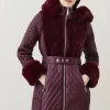 Best Sale 👏 Karen Millen Signature Quilt Faux Fur Trim Belted Midi 🧥 Coat 💯 1 Best Sale 👏 Karen Millen Signature Quilt Faux Fur Trim Belted Midi 🧥 Coat 💯 -Karen Millen Outlet store bkk02786 berry xl