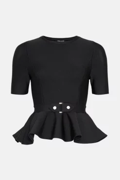 Top 10 😉 Karen Millen Trimmed Waist Peplum Bandage Detail Top 👍 -Karen Millen Outlet store bkk02838 black xl 3