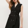 Deals 😍 Karen Millen Cotton Sateen Sleeveless Belted Mini 👗 Dress 🤩 -Karen Millen Outlet store bkk02845 black xl