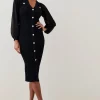 Outlet โค๏ธ Karen Millen Military Rib Knit Georgette Sleeve Midi ๐ Dress โ๏ธ 2 Outlet โค๏ธ Karen Millen Military Rib Knit Georgette Sleeve Midi ๐ Dress โ๏ธ -Karen Millen Outlet store bkk02858 black xl