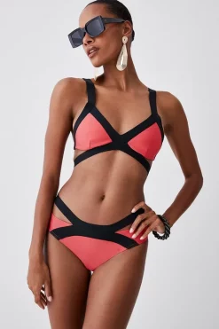 Budget 🧨 Karen Millen Bandage Colour Block Strappy 👙 Bikini Bottoms ✔️