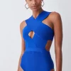 Cheapest ⭐ Karen Millen Bandage Textured Cross Front 🩱 Swimsuit 🔥 -Karen Millen Outlet store bkk02923 cobalt xl