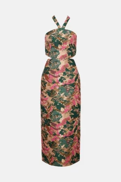 Brand new 👏 Karen Millen Floral Jacquard Halter Column Midaxi 👗 Dress 🛒 11 Brand new 👏 Karen Millen Floral Jacquard Halter Column Midaxi 👗 Dress 🛒 -Karen Millen Outlet store bkk02935 floral xl 3
