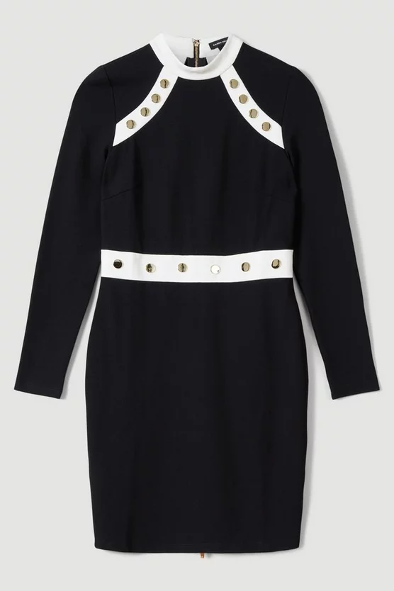 Hot Sale 😀 Karen Millen Rivet Detail Ponte Jersey Mini 👗 Dress 🎉 6 Hot Sale 😀 Karen Millen Rivet Detail Ponte Jersey Mini 👗 Dress 🎉 - Image 4