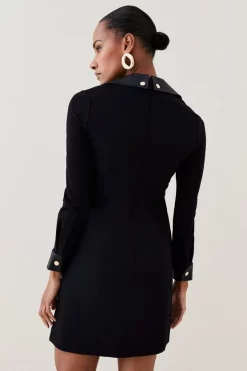 New 💯 Karen Millen Pu Trim Ponte Jersey Mini 👗 Dress 🥰 -Karen Millen Outlet store bkk02951 black xl 2