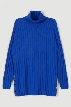 Coupon 😍 Karen Millen Wool Rib Roll Neck Jumper 😀 -Karen Millen Outlet store bkk03060 cobalt xl 3
