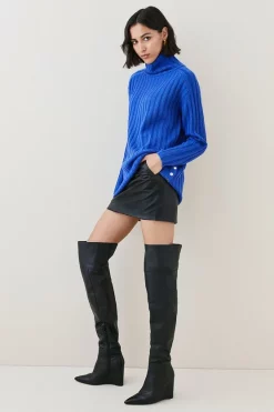 Coupon 😍 Karen Millen Wool Rib Roll Neck Jumper 😀 -Karen Millen Outlet store bkk03060 cobalt xl 5