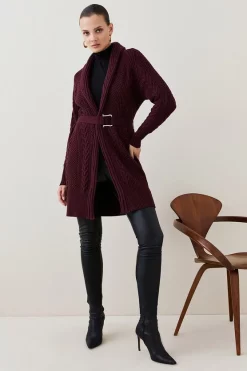 Coupon 💯 Karen Millen Shawl Collar Cable Knit Cardigan 🛒