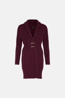 Coupon 💯 Karen Millen Shawl Collar Cable Knit Cardigan 🛒 -Karen Millen Outlet store bkk03063 berry xl 3