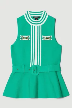 Brand new 🌟 Karen Millen Milano Knit Belted Peplum Top 🔔 -Karen Millen Outlet store bkk03071 green xl 3