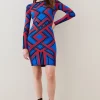 Best deal 🌟 Karen Millen Placement Stripe Jacquard Knit Pencil Mini 👗 Dress 🌟 -Karen Millen Outlet store bkk03087 blue xl