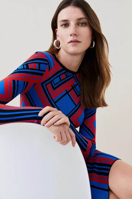 Best deal 🌟 Karen Millen Placement Stripe Jacquard Knit Pencil Mini 👗 Dress 🌟 4 Best deal 🌟 Karen Millen Placement Stripe Jacquard Knit Pencil Mini 👗 Dress 🌟 - Image 2