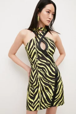 Best deal ๐งจ Karen Millen Zebra Printed Keyhole Halter Mini ๐ Dress - animal ๐ฅ