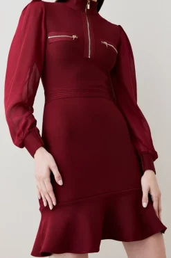 Best Sale 👏 Karen Millen Chiffon Sleeve Bandage Zip Neck Flippy Mini 👗 Dress ❤️ 11 Best Sale 👏 Karen Millen Chiffon Sleeve Bandage Zip Neck Flippy Mini 👗 Dress ❤️ -Karen Millen Outlet store bkk03100 burgundy xl 2