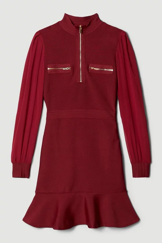 Best Sale 👏 Karen Millen Chiffon Sleeve Bandage Zip Neck Flippy Mini 👗 Dress ❤️ 6 Best Sale 👏 Karen Millen Chiffon Sleeve Bandage Zip Neck Flippy Mini 👗 Dress ❤️ - Image 4