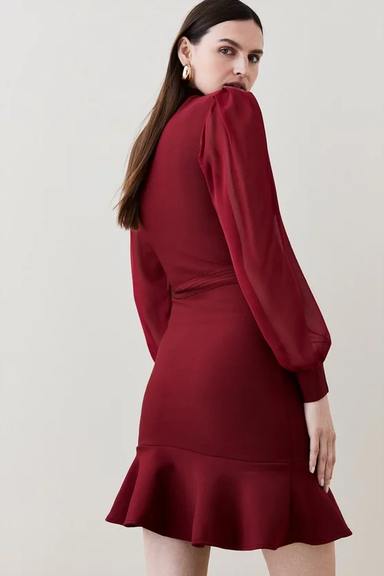 Best Sale 👏 Karen Millen Chiffon Sleeve Bandage Zip Neck Flippy Mini 👗 Dress ❤️ 7 Best Sale 👏 Karen Millen Chiffon Sleeve Bandage Zip Neck Flippy Mini 👗 Dress ❤️ - Image 5