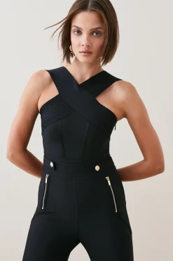 Coupon 🛒 Karen Millen Cross Halter Bandage Knit Jumpsuit 🛒 -Karen Millen Outlet store bkk03110 black xl 2