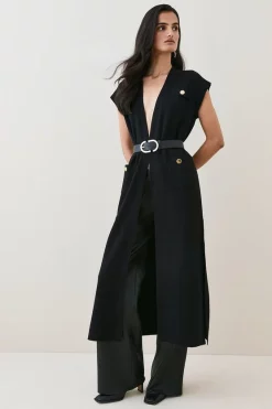 Promo 😀 Karen Millen Wool Blend Edge To Edge Maxi Knit Cardigan 🥰