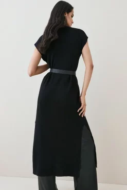 Promo 😀 Karen Millen Wool Blend Edge To Edge Maxi Knit Cardigan 🥰 -Karen Millen Outlet store bkk03121 black xl 4