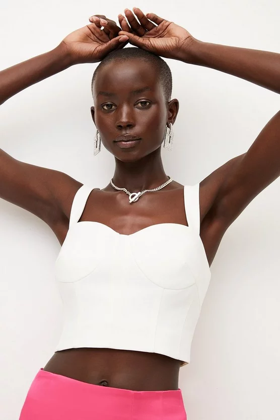 Cheap ⌛ Karen Millen Seamed Corset Woven Cady Top ⌛ 3 Cheap ⌛ Karen Millen Seamed Corset Woven Cady Top ⌛