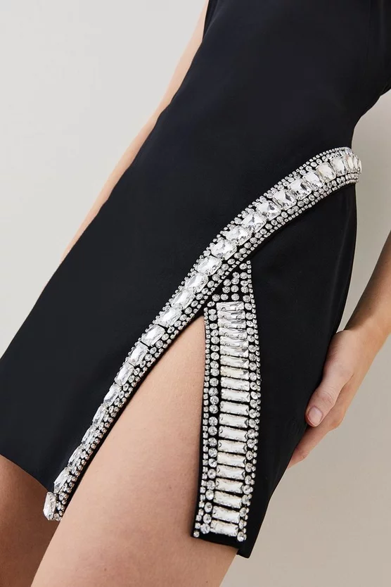 Deals 🔥 Karen Millen Crystal Embellished Woven Thigh Split Mini 😍 4 Deals 🔥 Karen Millen Crystal Embellished Woven Thigh Split Mini 😍 - Image 2