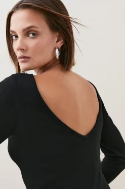 Brand new ✨ Karen Millen V Back Feather Hem Swing Jumper 👍 -Karen Millen Outlet store bkk03208 black xl 2
