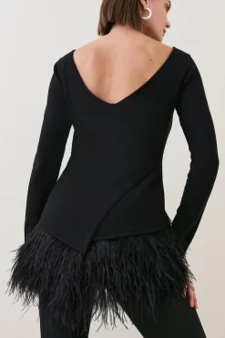 Brand new ✨ Karen Millen V Back Feather Hem Swing Jumper 👍 -Karen Millen Outlet store bkk03208 black xl 4