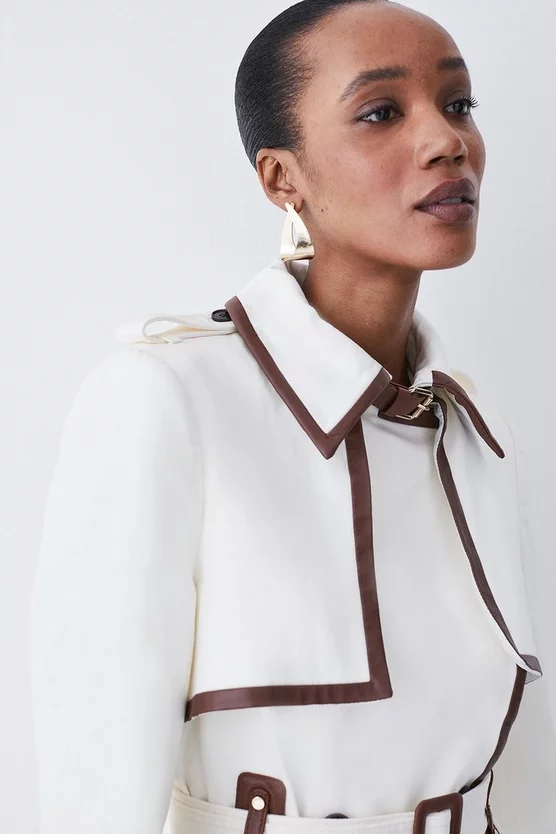 Cheapest 🎁 Karen Millen Collar Detail Belted Trench 🧥 Coat - ivory ✨ 4 Cheapest 🎁 Karen Millen Collar Detail Belted Trench 🧥 Coat - ivory ✨ - Image 2