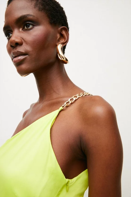 Deals β€οΈ Karen Millen Satin Back Crepe One Shoulder Maxi π Dress - lime π 5 Deals β€οΈ Karen Millen Satin Back Crepe One Shoulder Maxi π Dress - lime π - Image 3