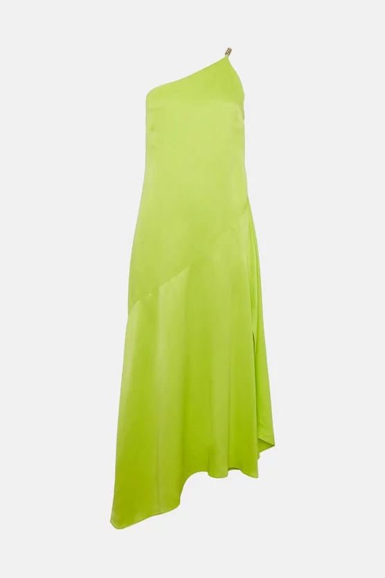 Deals β€οΈ Karen Millen Satin Back Crepe One Shoulder Maxi π Dress - lime π 6 Deals β€οΈ Karen Millen Satin Back Crepe One Shoulder Maxi π Dress - lime π - Image 4