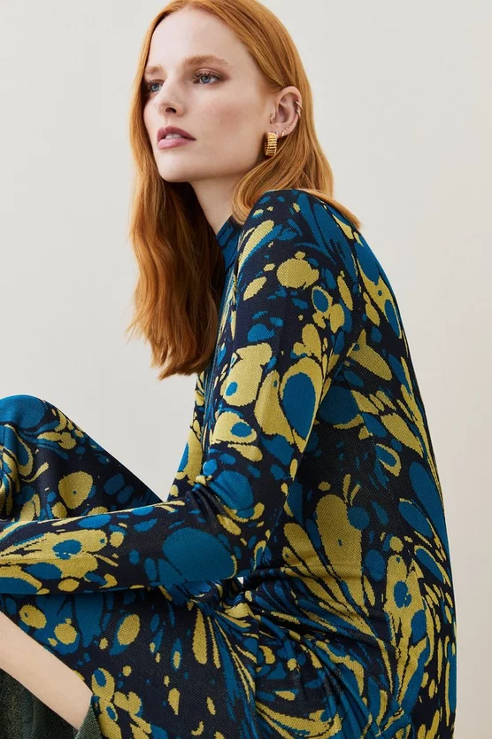 Deals ⭐ Karen Millen Marble Slinky Jacquard Knit Pencil Midaxi 👗 Dress - multi 👍 4 Deals ⭐ Karen Millen Marble Slinky Jacquard Knit Pencil Midaxi 👗 Dress - multi 👍 - Image 2
