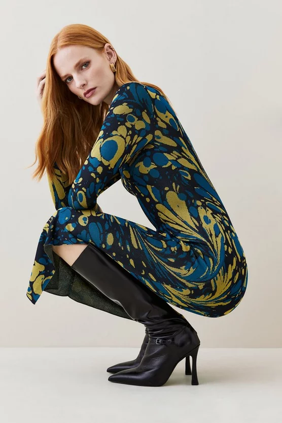 Deals ⭐ Karen Millen Marble Slinky Jacquard Knit Pencil Midaxi 👗 Dress - multi 👍 5 Deals ⭐ Karen Millen Marble Slinky Jacquard Knit Pencil Midaxi 👗 Dress - multi 👍 - Image 3