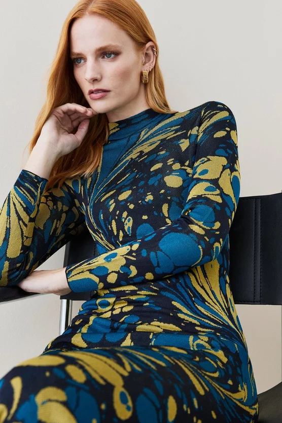 Deals ⭐ Karen Millen Marble Slinky Jacquard Knit Pencil Midaxi 👗 Dress - multi 👍 7 Deals ⭐ Karen Millen Marble Slinky Jacquard Knit Pencil Midaxi 👗 Dress - multi 👍 - Image 5