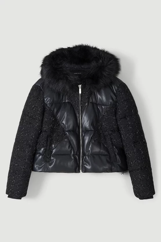 Buy ๐ฏ Karen Millen Contrast Pu Boucle Panelled Puffer Jacket - black ๐งจ 6 Buy ๐ฏ Karen Millen Contrast Pu Boucle Panelled Puffer Jacket - black ๐งจ - Image 4