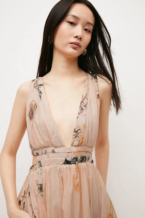 Top 10 โ๏ธ Karen Millen Blush Botanical Border Print Silk Cotton Maxi ๐ Dress - pink ๐ 5 Top 10 โ๏ธ Karen Millen Blush Botanical Border Print Silk Cotton Maxi ๐ Dress - pink ๐ - Image 3