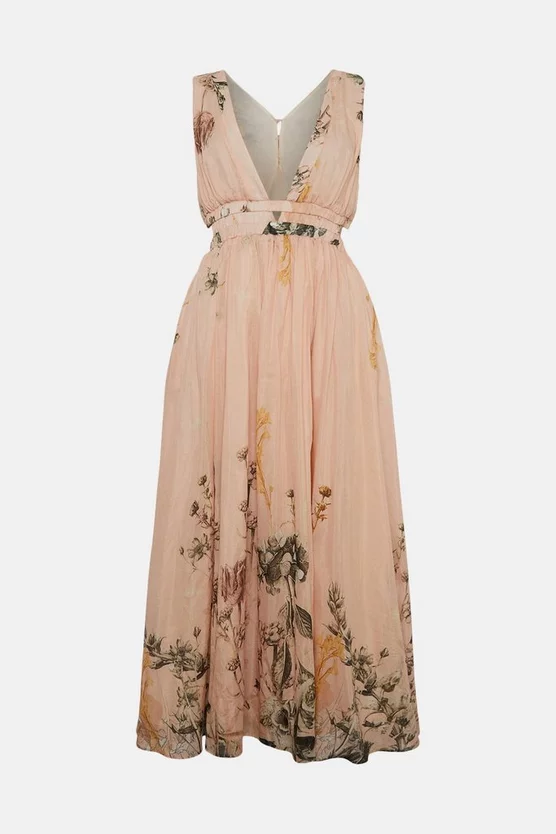 Top 10 โ๏ธ Karen Millen Blush Botanical Border Print Silk Cotton Maxi ๐ Dress - pink ๐ 6 Top 10 โ๏ธ Karen Millen Blush Botanical Border Print Silk Cotton Maxi ๐ Dress - pink ๐ - Image 4