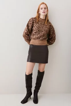 Best Sale ✔️ Karen Millen Brushed Geo Knit Jumper 🛒 -Karen Millen Outlet store bkk03449 leopard xl 2