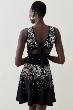 Brand new 🎁 Karen Millen Snake Studded Tie Back Knit Skater Mini 👗 Dress 😉 -Karen Millen Outlet store bkk03485 snake xl 4