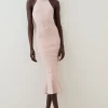 Wholesale 🌟 Karen Millen Stud Detail Knit Halter Neck Midaxi 👗 Dress - nude ✔️ -Karen Millen Outlet store bkk03500 nude xl