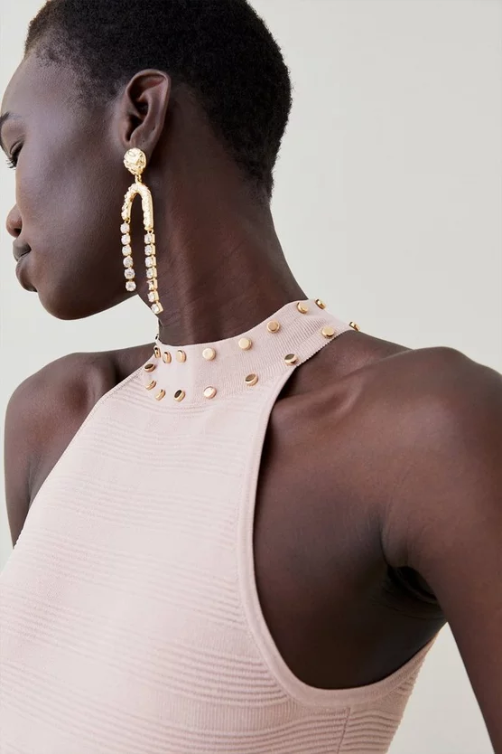 Wholesale 🌟 Karen Millen Stud Detail Knit Halter Neck Midaxi 👗 Dress - nude ✔️ 4 Wholesale 🌟 Karen Millen Stud Detail Knit Halter Neck Midaxi 👗 Dress - nude ✔️ - Image 2