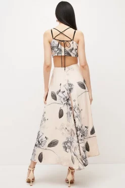 Deals 🥰 Karen Millen Blush Hydrangea Garden Flora Woven Strappy Maxi 👗 Dress - floral ✨ -Karen Millen Outlet store bkk03539 floral xl 4