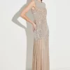 Wholesale 💯 Karen Millen Crystal Embellished Halter Maxi 👗 Dress - nude 🔔 -Karen Millen Outlet store bkk03546 nude xl