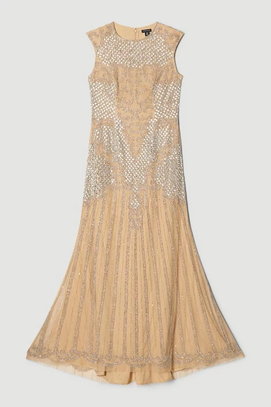 Wholesale 💯 Karen Millen Crystal Embellished Halter Maxi 👗 Dress - nude 🔔 6 Wholesale 💯 Karen Millen Crystal Embellished Halter Maxi 👗 Dress - nude 🔔 - Image 4