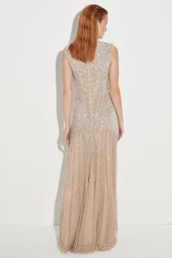 Wholesale 💯 Karen Millen Crystal Embellished Halter Maxi 👗 Dress - nude 🔔 14 Wholesale 💯 Karen Millen Crystal Embellished Halter Maxi 👗 Dress - nude 🔔 -Karen Millen Outlet store bkk03546 nude xl 5