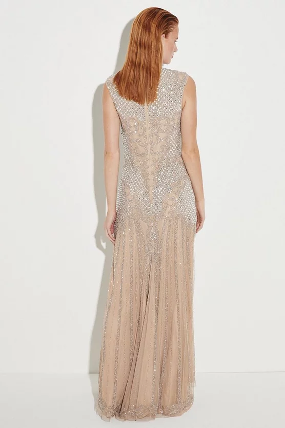 Wholesale 💯 Karen Millen Crystal Embellished Halter Maxi 👗 Dress - nude 🔔 8 Wholesale 💯 Karen Millen Crystal Embellished Halter Maxi 👗 Dress - nude 🔔 - Image 6