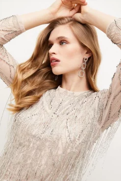Promo ๐ Karen Millen Crystal Embellished Fringed Mini ๐ Dress - ivory ๐ 8 Promo ๐ Karen Millen Crystal Embellished Fringed Mini ๐ Dress - ivory ๐ -Karen Millen Outlet store bkk03549 blush xl 1