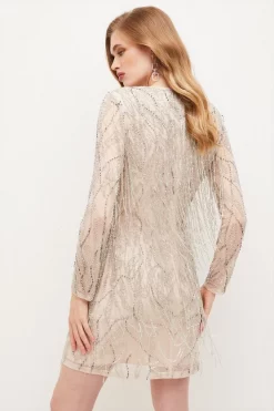 Promo ๐ Karen Millen Crystal Embellished Fringed Mini ๐ Dress - ivory ๐ 9 Promo ๐ Karen Millen Crystal Embellished Fringed Mini ๐ Dress - ivory ๐ -Karen Millen Outlet store bkk03549 blush xl 2